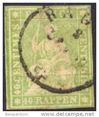 Switzerland #29 Used 40r Imperf From 1855-57 - Used Stamps