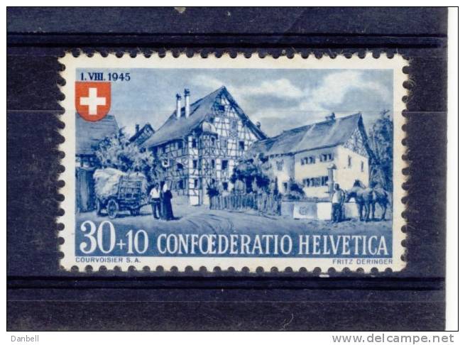 CH24) SVIZZERA 1945 -PRO PATRIA Tessitori Seta E Case - N.422 MLH* - Nuovi