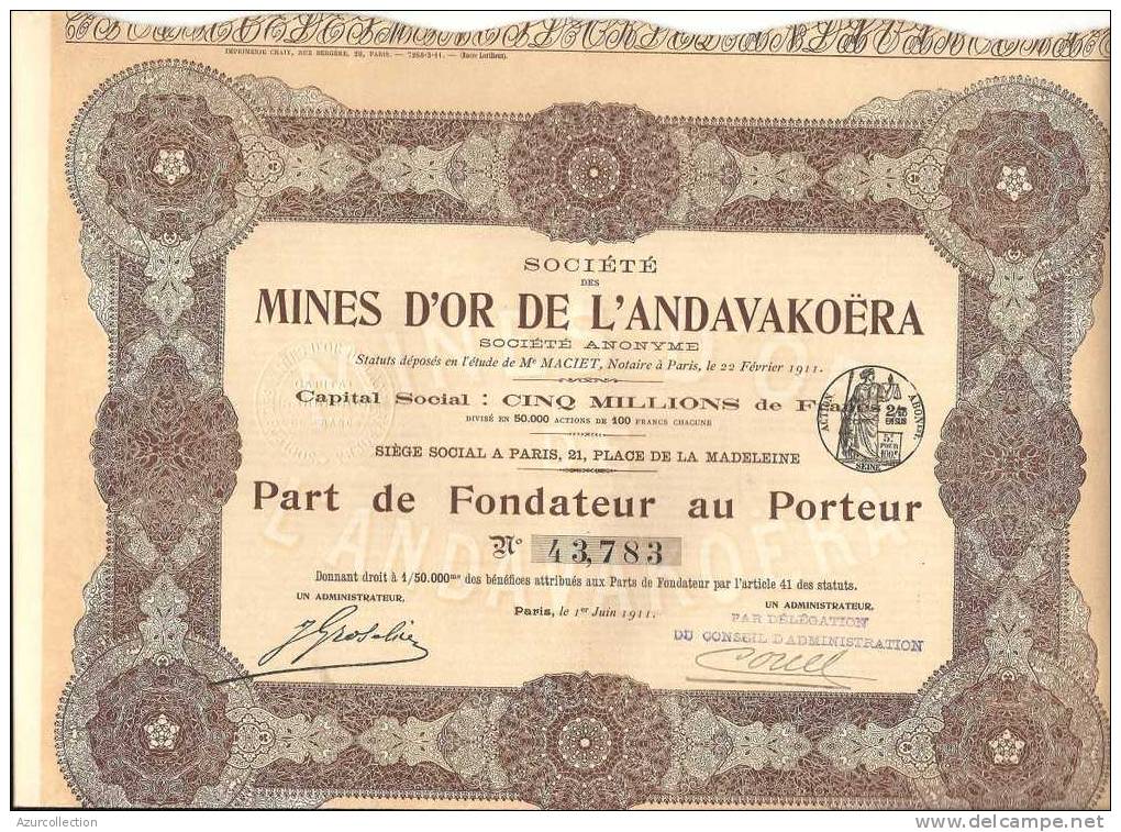 OR DE L'ANDAVAKOERA - Mines