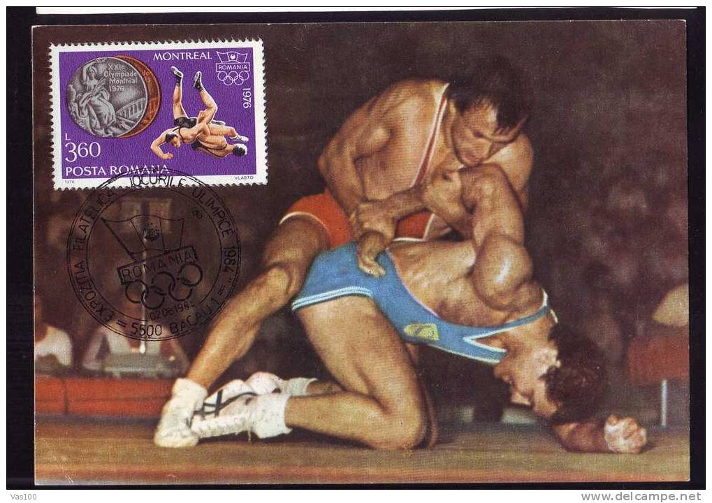 Romania Olympic Games LUTTE,FIGHT 1984 Maxi Card,maximum Card Rare! - Worstelen