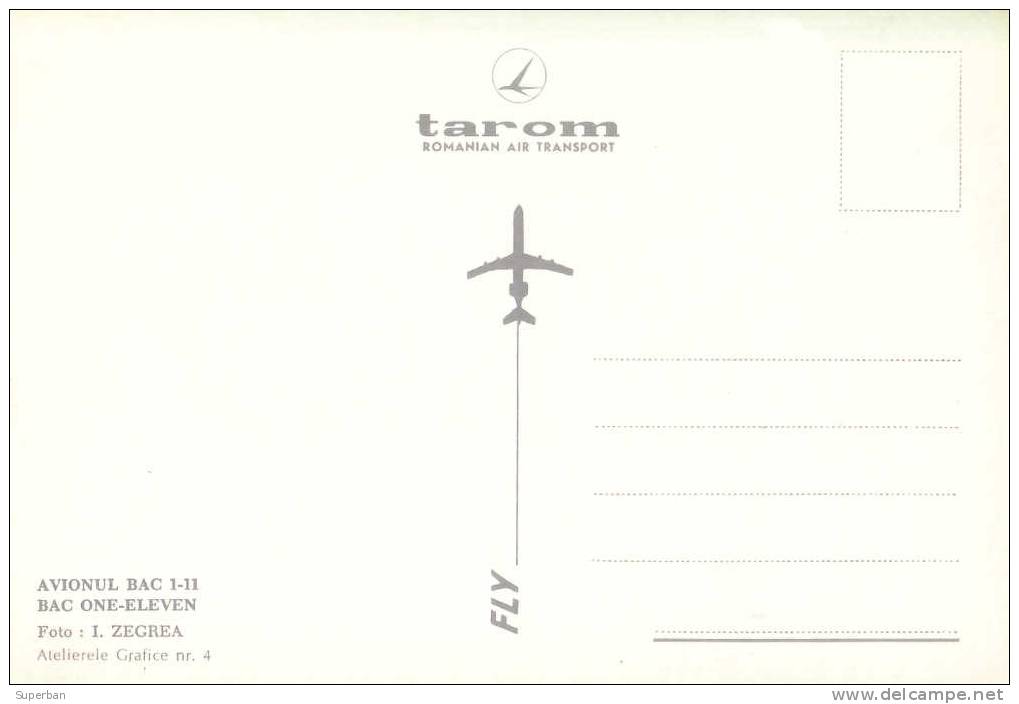 AVIATION CIVILE - ENV. 1975 - AVION BAC 1-11 En VOL : PUBLICITÉ Pour COMPAGNIE TAROM - ROUMANIE (d-603) - 1946-....: Moderne