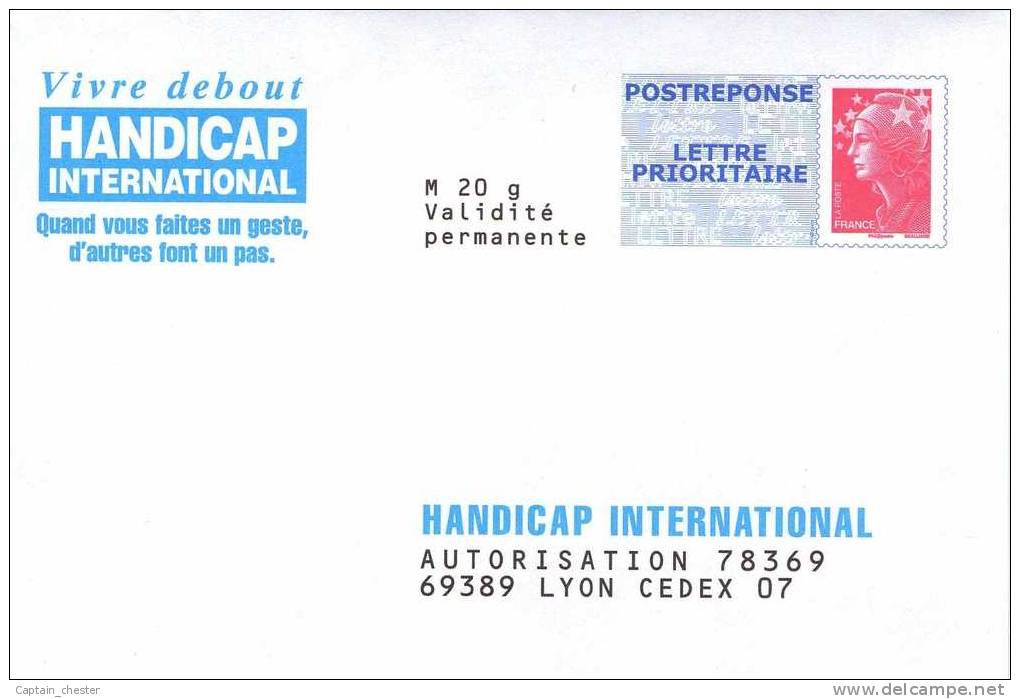 POSTREPONSE " HANDICAP INTERNATIONAL "  NEUF ( 08P622 - Repiquage Beaujard ) - Prêts-à-poster: Réponse /Beaujard
