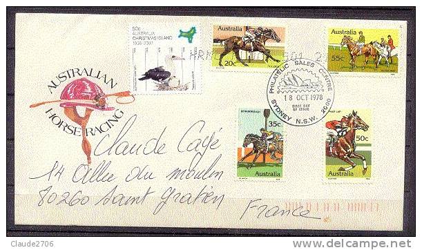 Enveloppe Sydney Australie 1978 Circulée "Horse Racing" - Reitsport