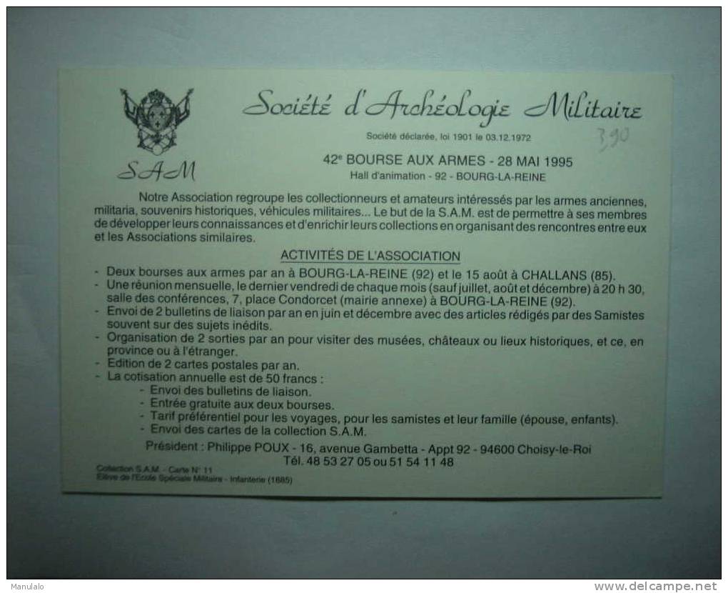 D 92 - Bourg La Reine - 42e Bourse Aux Armes 28 Mai 1995 - Société D´archéologie Militaire - Uniforme - Bourg La Reine