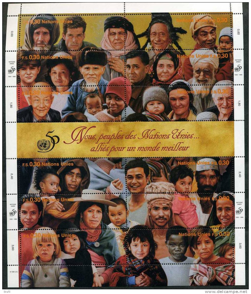 1995 Nazi Unite Ginevra, 50° Nazioni Unite Foglietto, Serie Completa Nuova (**) - Hojas Y Bloques