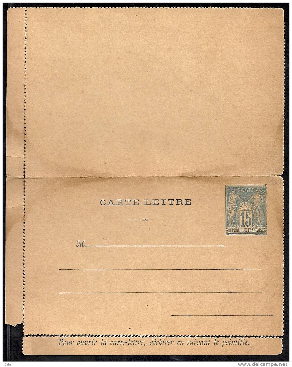 France Entier Postal Yvert No. 90-CL3 Type Sage Piquage A Avec Avis NEUF - Voir Scan - Kartenbriefe