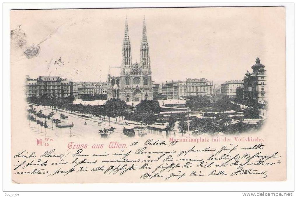 Österreich - Wien - Maximilianplatz Mit Der Votivkirche - Alte Karte 1898 - Wien Mitte