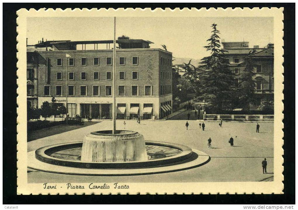 S1214 CARTOLINA ILLUSTRATA UMBRIA TERNI PIAZZA CORNELIO TACITO FG.NV. - Terni