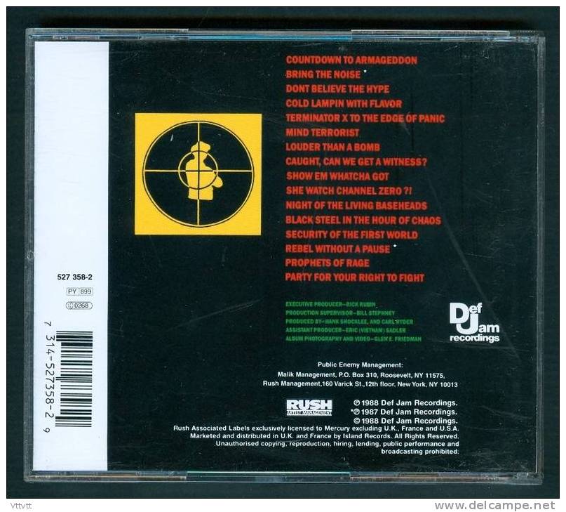 Rap, Hip Hop : PUBLIC ENEMY "It Takes A Nation Of Millions To Hold Us Back" (1987-1988) 16 Titres, DefJam - Rap En Hip Hop