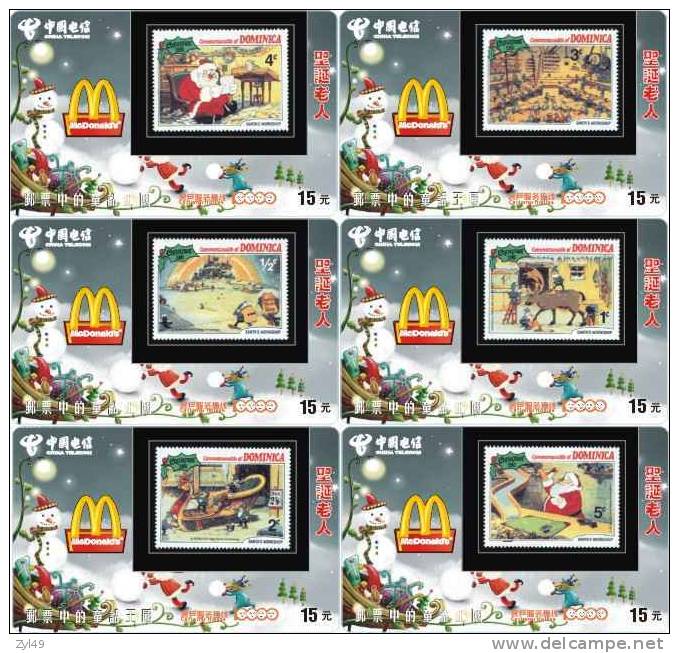 M01119 China Mcdonald's Christmas Stamps 6pcs - Alimentación