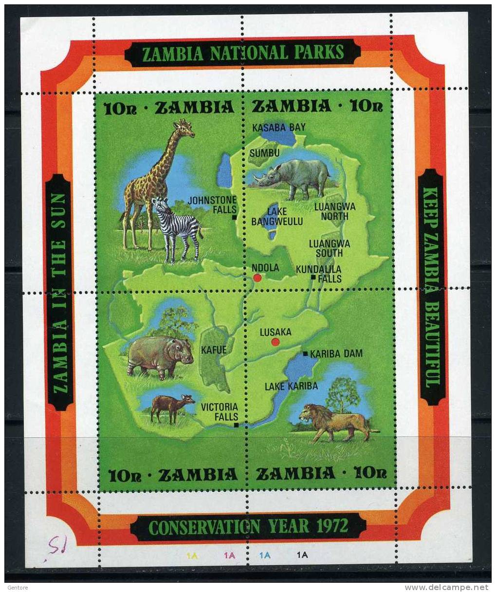 ZAMBIA 1972 National Parks  (miniature Sheet) Yvert Cat. N° 2  Absolutely Perfect MNH ** - Zambie (1965-...)