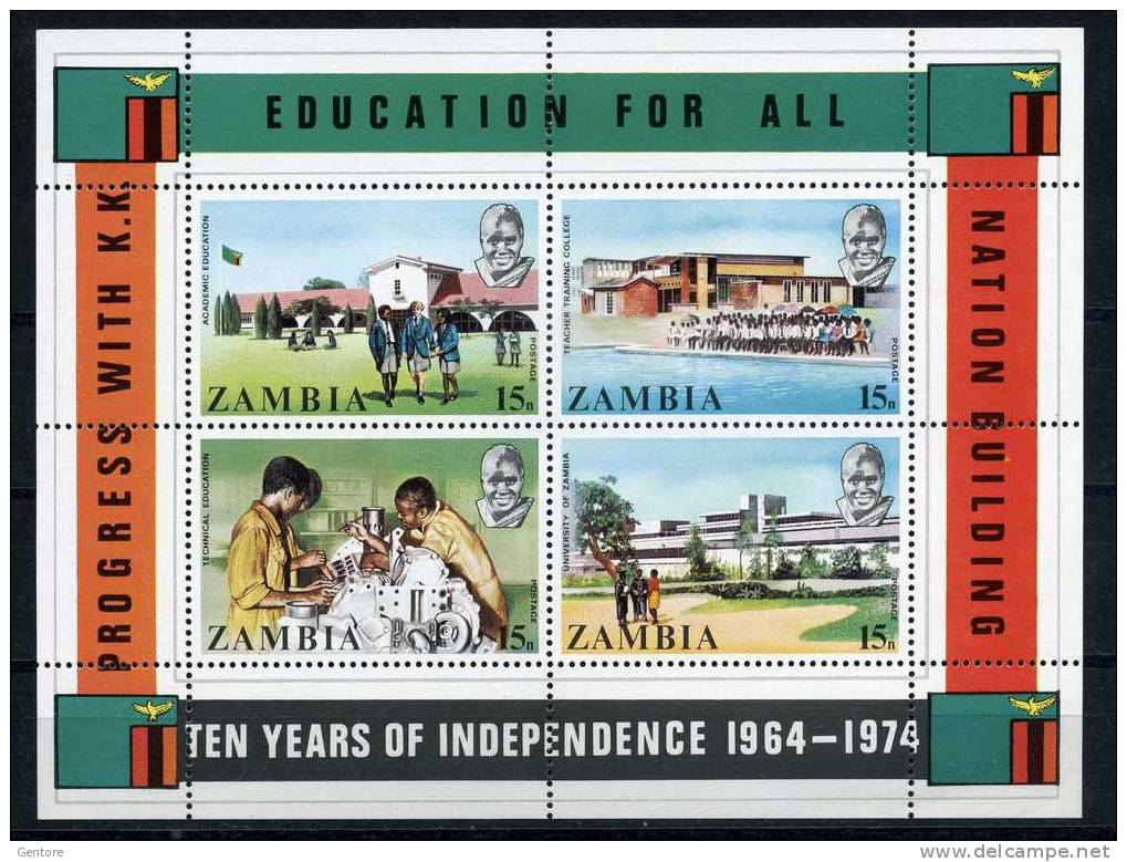 ZAMBIA 1974 10 Years Independence  (miniature Sheet) Yvert Cat. N° 3  Absolutely Perfect MNH ** - Zambie (1965-...)