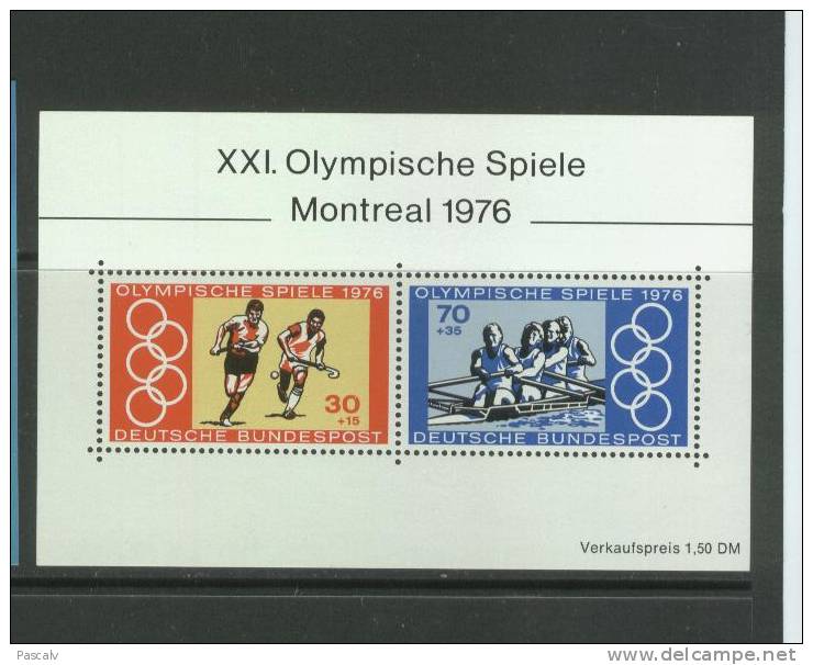 RFA Yvert Bloc 11 Neuf ** Sans Charnière MNH JO 1976 Montreal - Sommer 1976: Montreal