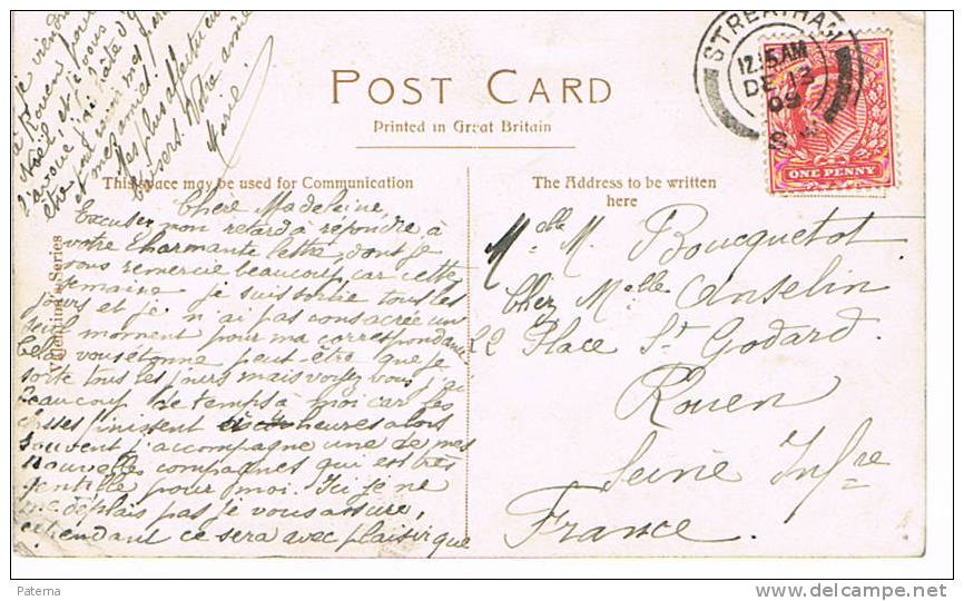 Postal , STREATHAM 1909, ( Inglaterra), Post Card, Postkarte - Cartas & Documentos