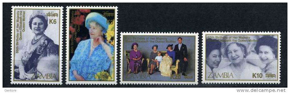 ZAMBIA 1985 Birthday Of Queen Mother  Cpl. Set Of 4 Yvert Cat. N° 325/28  Absolutely Perfect MNH ** - Zambia (1965-...)