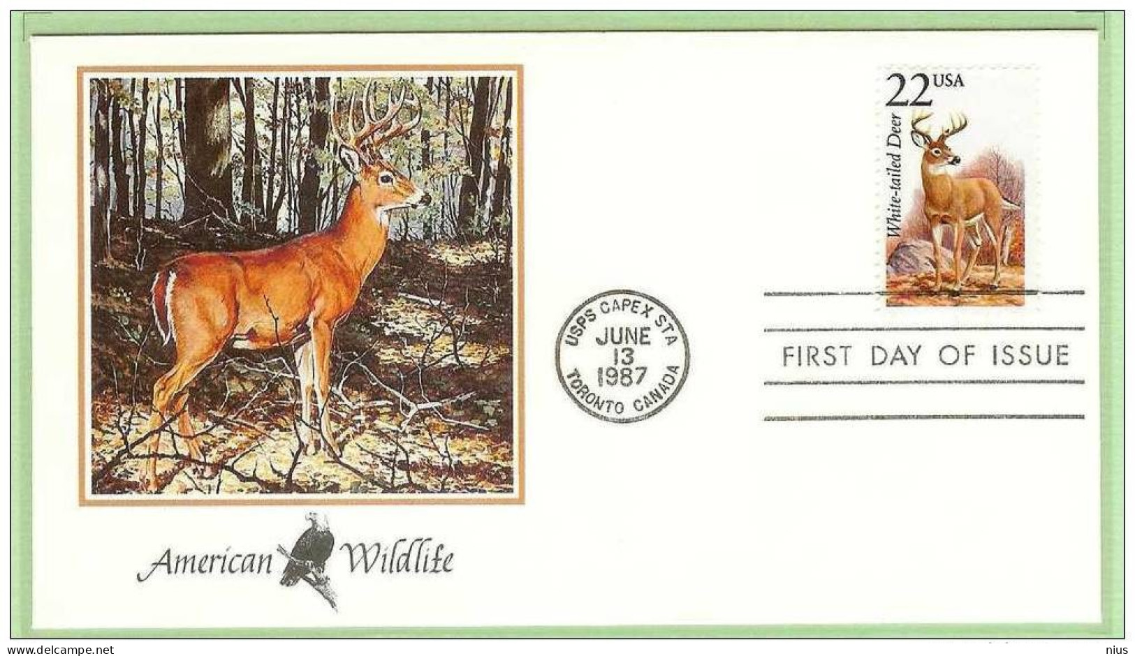 USA United States 1987 FDC Fauna White-tailed Deer Odocoileus Virginianus - 1981-1990