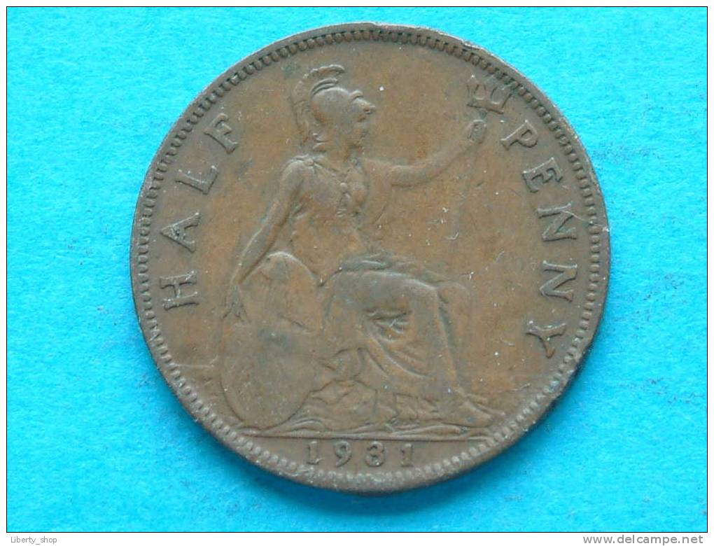 1931 HALF PENNY / KM 837 ( For Grade, Please See Photo ) ! - C. 1/2 Penny