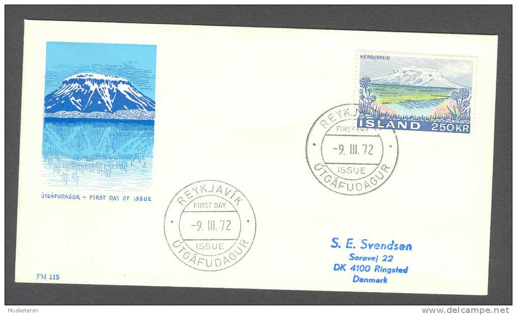 Iceland 1972 FDC Cover Landscape Landschaft Herdubreid Vulkanberg (FM 115) - FDC