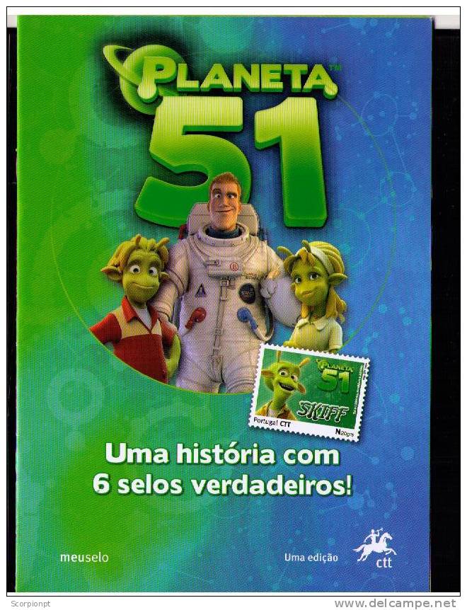 Sp1241 PORTUGAL Cine Cinéma Carnet 6T Personnalisés Planète 51 Film D'animation Comics Personalized S.booklet Planet 51 - Booklets