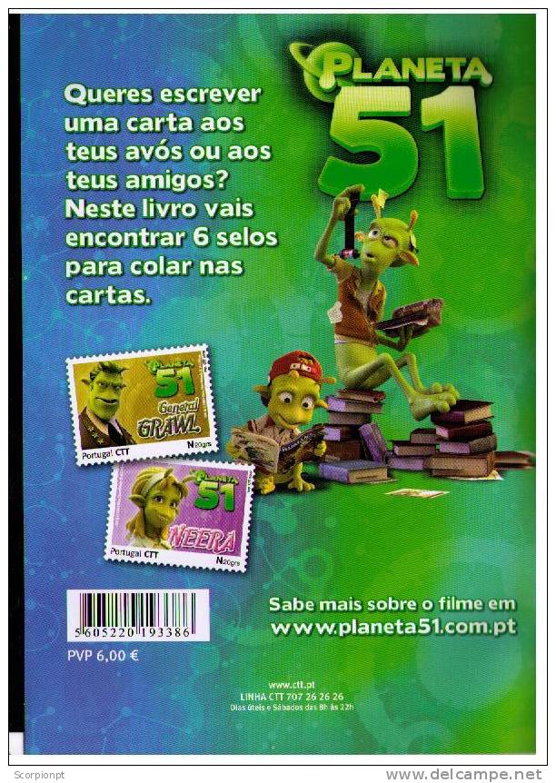 Sp1241 PORTUGAL Cine Cinéma Carnet 6T Personnalisés Planète 51 Film D'animation Comics Personalized S.booklet Planet 51 - Carnets