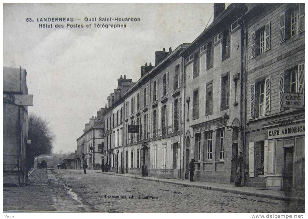 LANDERNEAU 29 N° 65 QUAI SAINT HOURDON HOTEL DES POSTES ET TELEGRAPHES - Landerneau