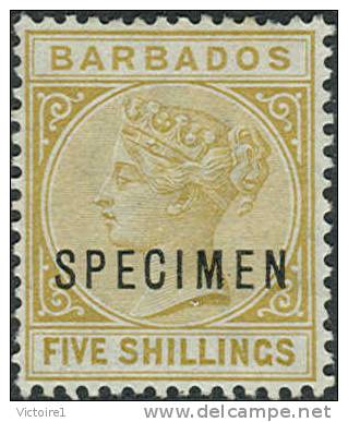 BARBADOS 1886 SG#103S (*) Mint No Gum Cat:£150 SPECIMEN RRR!!! - Barbados (1966-...)