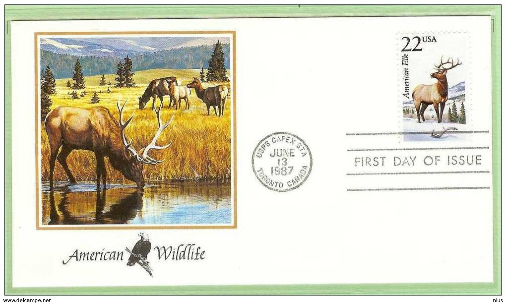 USA United States 1987 FDC Fauna Red Deer Cervus Elaphus - 1981-1990