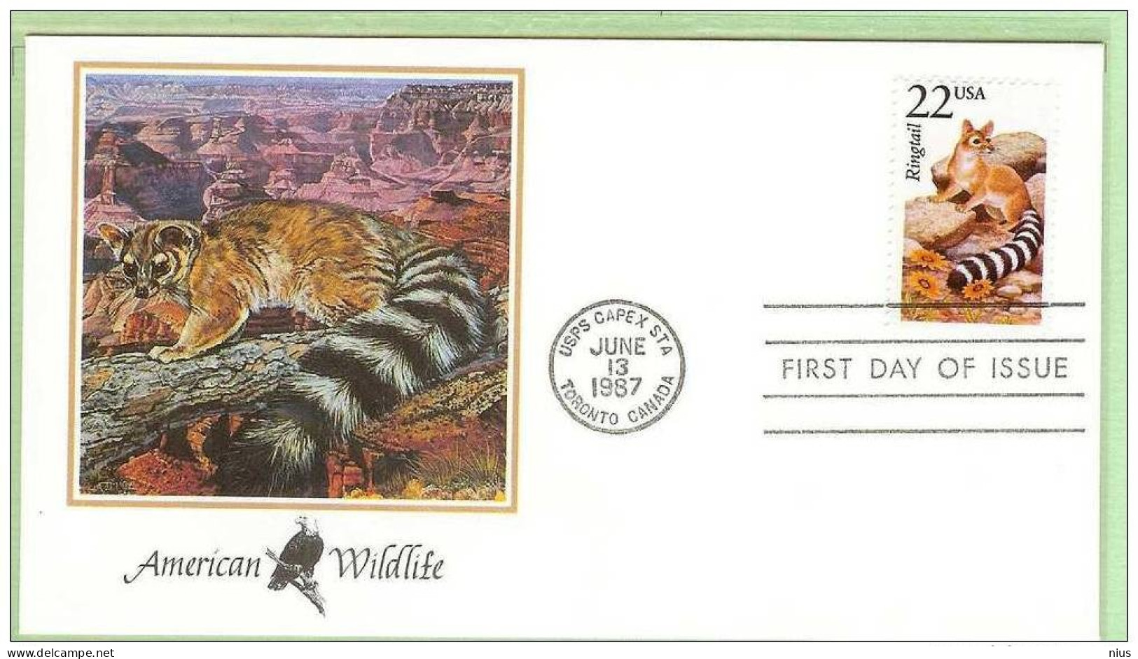 USA United States 1987 FDC Fauna Ring-tailed Cat Bassariscus Astutus - 1981-1990