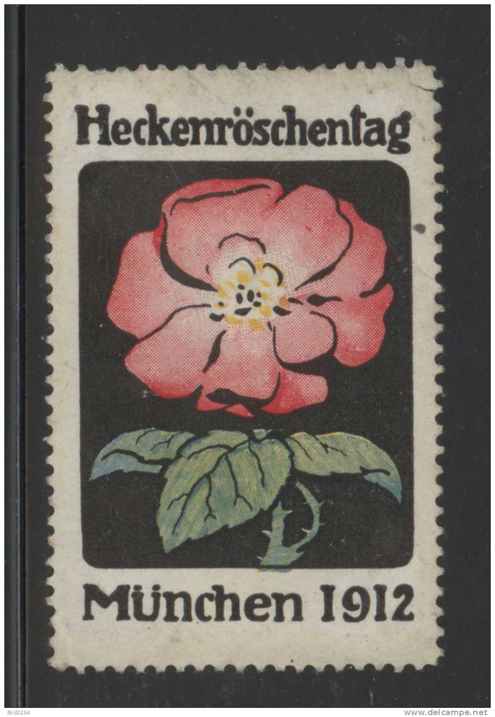 GERMANY 1912 HECKENROSCHENTAG MUNCHEN (MUNICH ROSE FESTIVAL)  POSTER STAMP (REKLAMENMARKE) NO GUM Roses Flowers Thorns - Roses