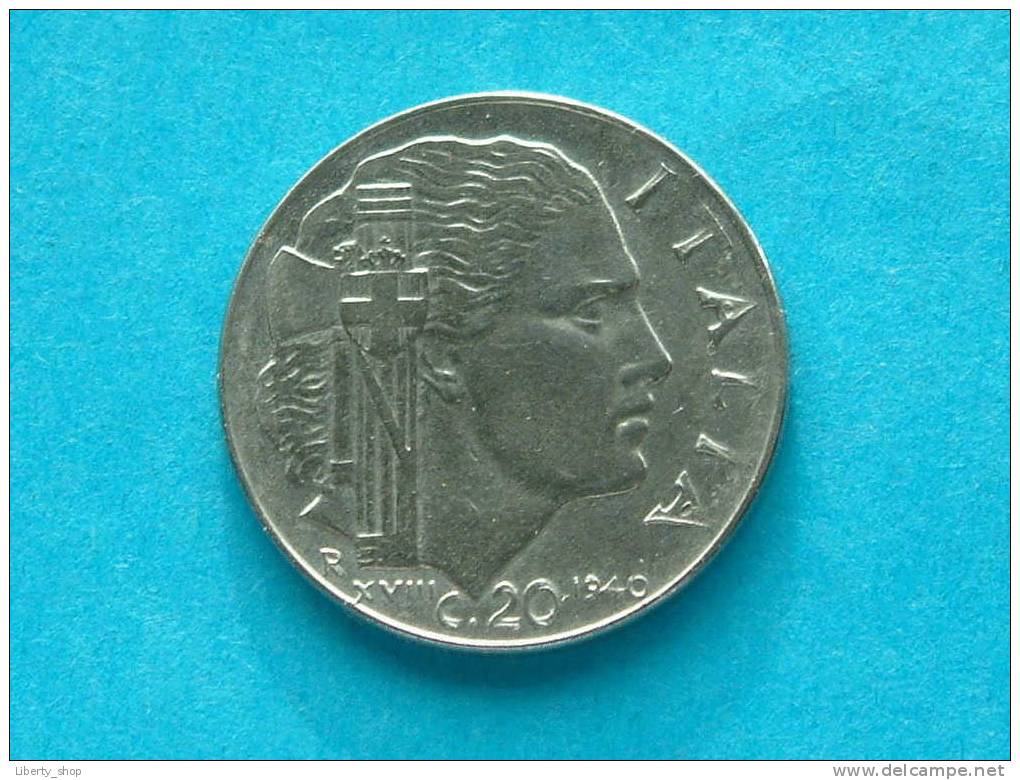 1940 - 20 Centesimi / KM 75 D (?) - ( For Grade, Please See Photo ) ! - 1900-1946 : Victor Emmanuel III & Umberto II