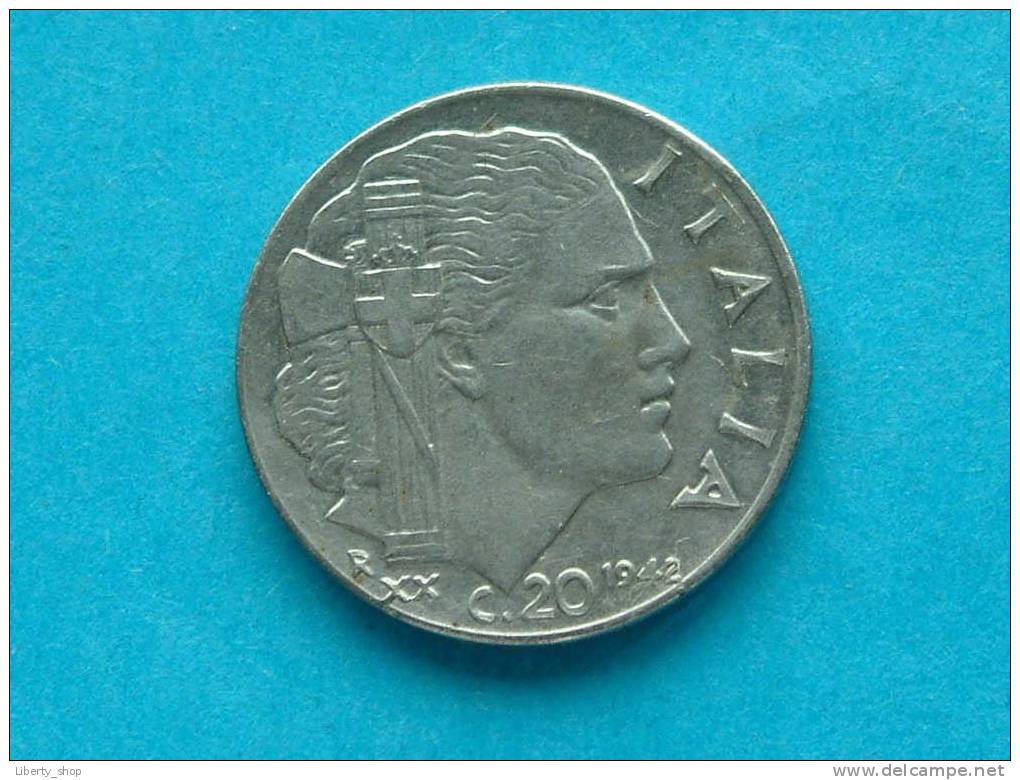 1942 - 20 Centesimi / KM 75 B (?) - ( For Grade, Please See Photo ) ! - 1900-1946 : Victor Emmanuel III & Umberto II