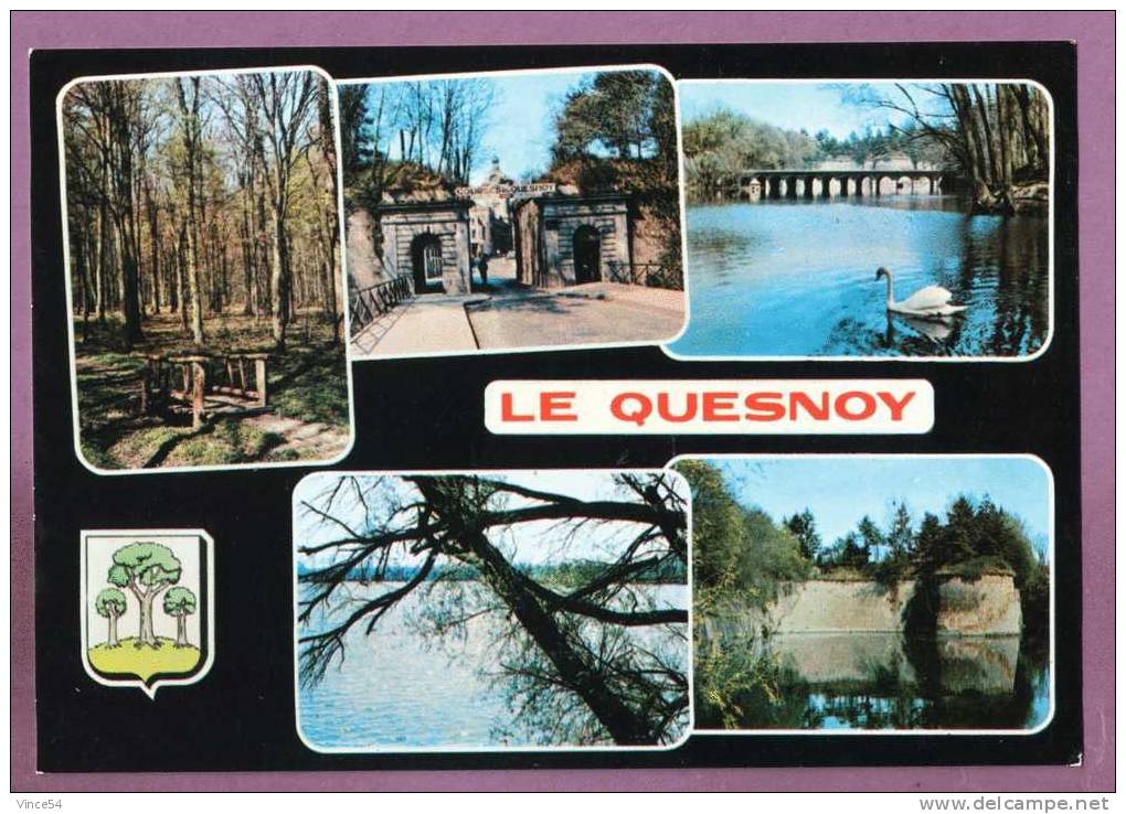 LE QUESNOY - Multivues Forêt De Mormal Porte Fauroeulx Etang Avec Un Cygne Remparts - Le Quesnoy