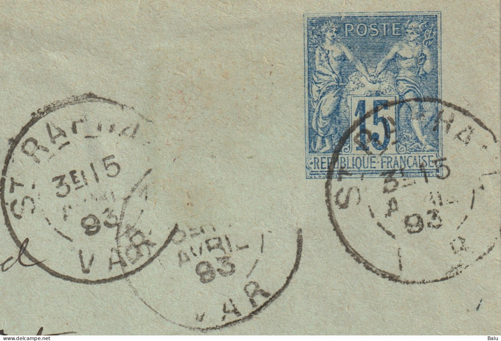 France Entier Postal Yvert No. 90-E Type Sage 123x96 Mm Obl 1893 Pour Baden-Baden, L`Allemagne, 3 Scans - Standard Covers & Stamped On Demand (before 1995)