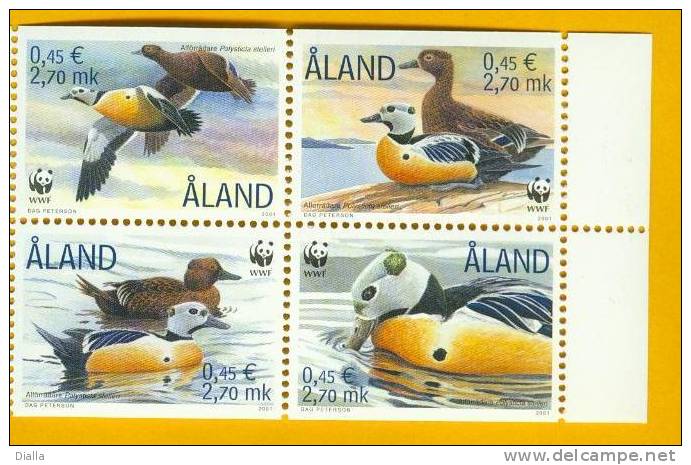 WWF W.W.F. 2001 Aland, - Canard Steller's Eider Duck, Set  MNH ** - Canards