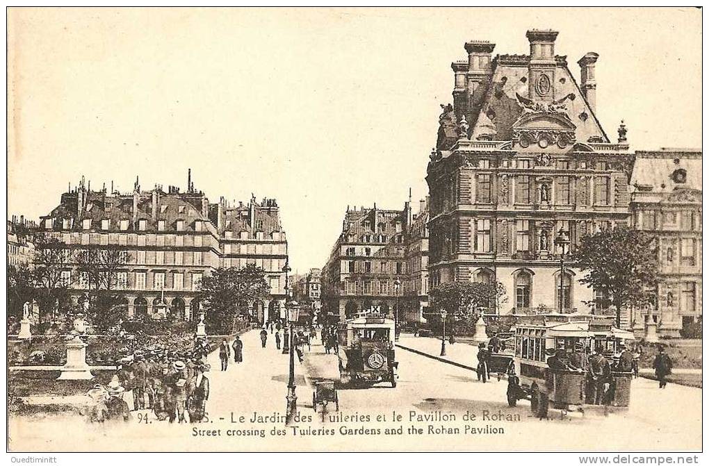 Paris , Jardin Des Tuileries Et Omnibus/autobus. - Transport Urbain En Surface