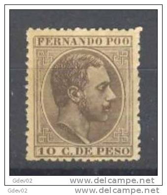 FPOO08-L3600.Guinee.Guinea.FERNANDO POO ESPAÑOL.Alfonso Xll.1882/9 (Ed 8**)  Sin Charnela.MAGNIFICO - Guinée Espagnole