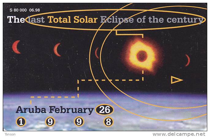 Aruba, ARU-C-18, Total Solar Eclipse, Setarnet, 2 Scans. (06.98, 80.000) - Aruba