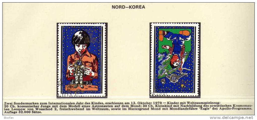 Spiel Mit Astronauten Jahr Des Kindes 1979 Korea 1915+19,Block 65 O 3€Kosmos Bloque Hoja Hb Bloc Ms Space Sheet Bf Corea - Sonstige (Luft)