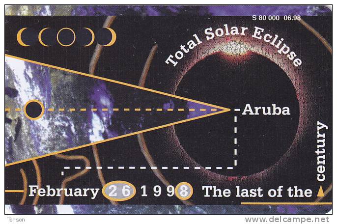 Aruba, ARU-C-19, Total Solar Eclipse, Call Waiting, 2 Scans. (06.98, 80.000) - Aruba