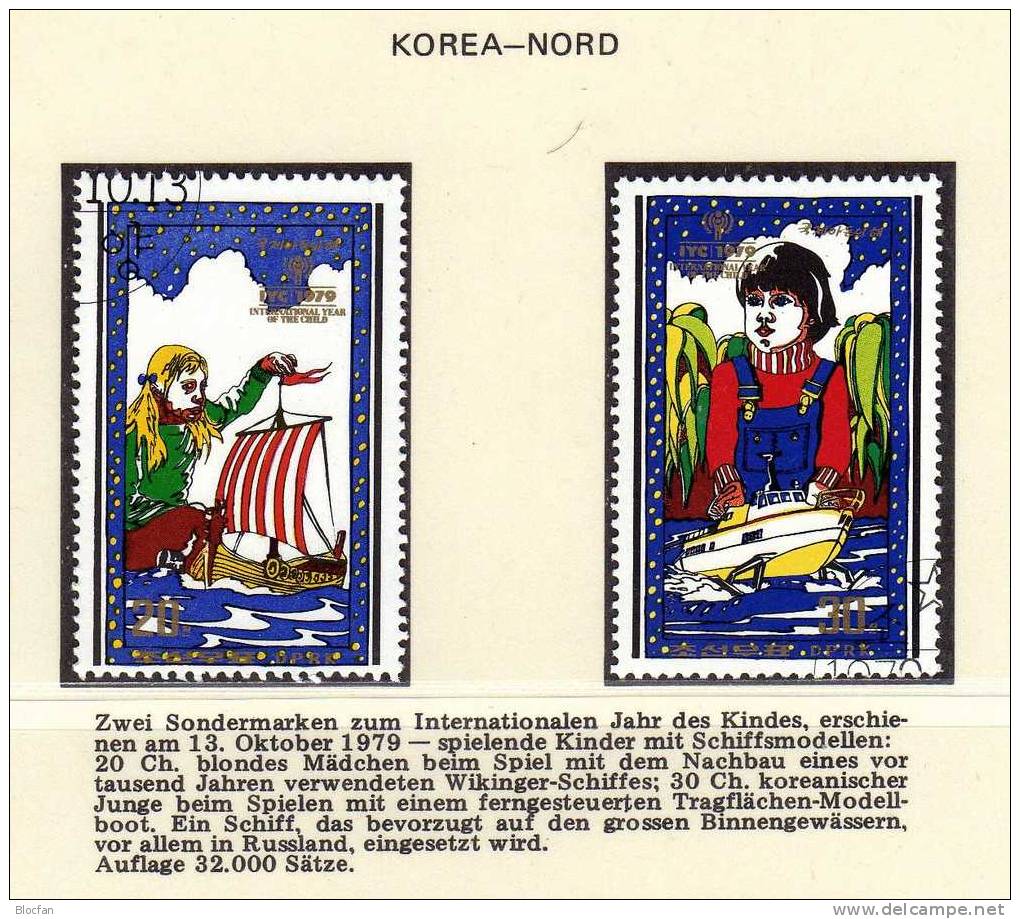 Spiel Mit Schiffen Jahr Des Kindes 1979 Korea 1916+20,Block 66 O 3€ Schiff Bloque Hoja Hb Bloc M/s Ship Sheet Bf Corea - Autres (Mer)