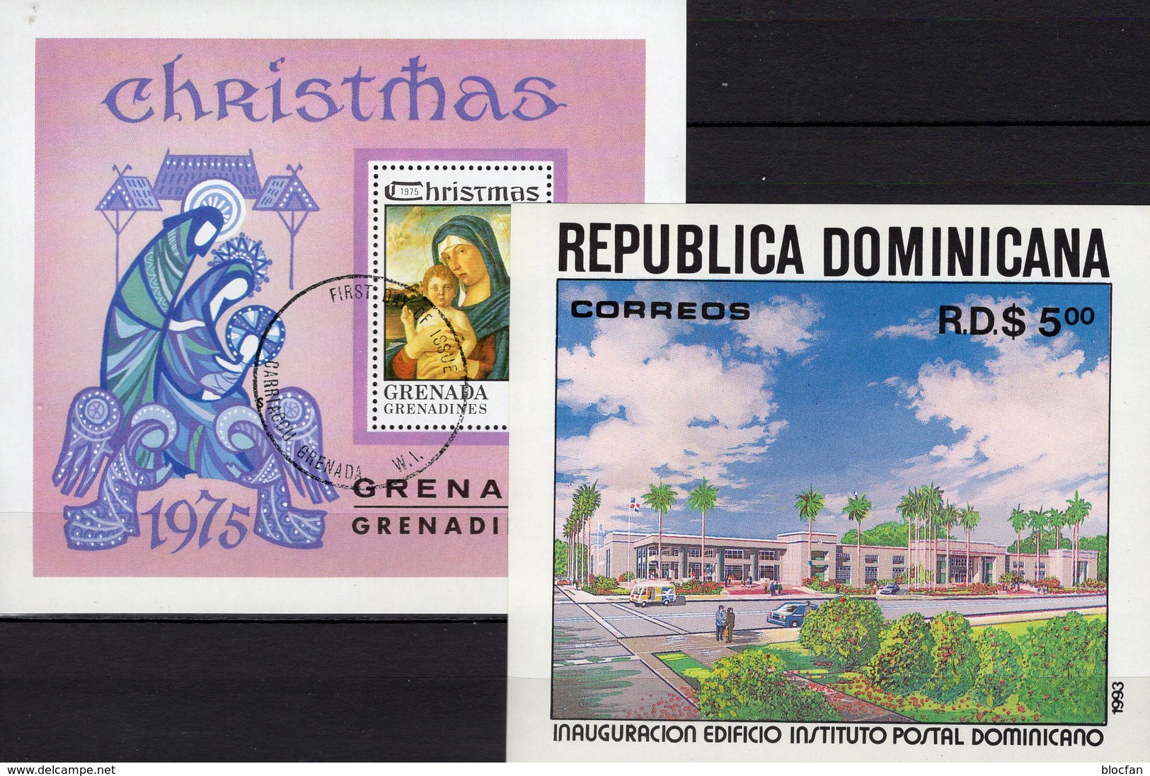 Hauptpost Architektur 1983 DOMINICANA Block 46 ** Grenada Bl.16 O 10€ Hoja Blocs S/s Sheets Christmas Bf Philatelic - Perfins