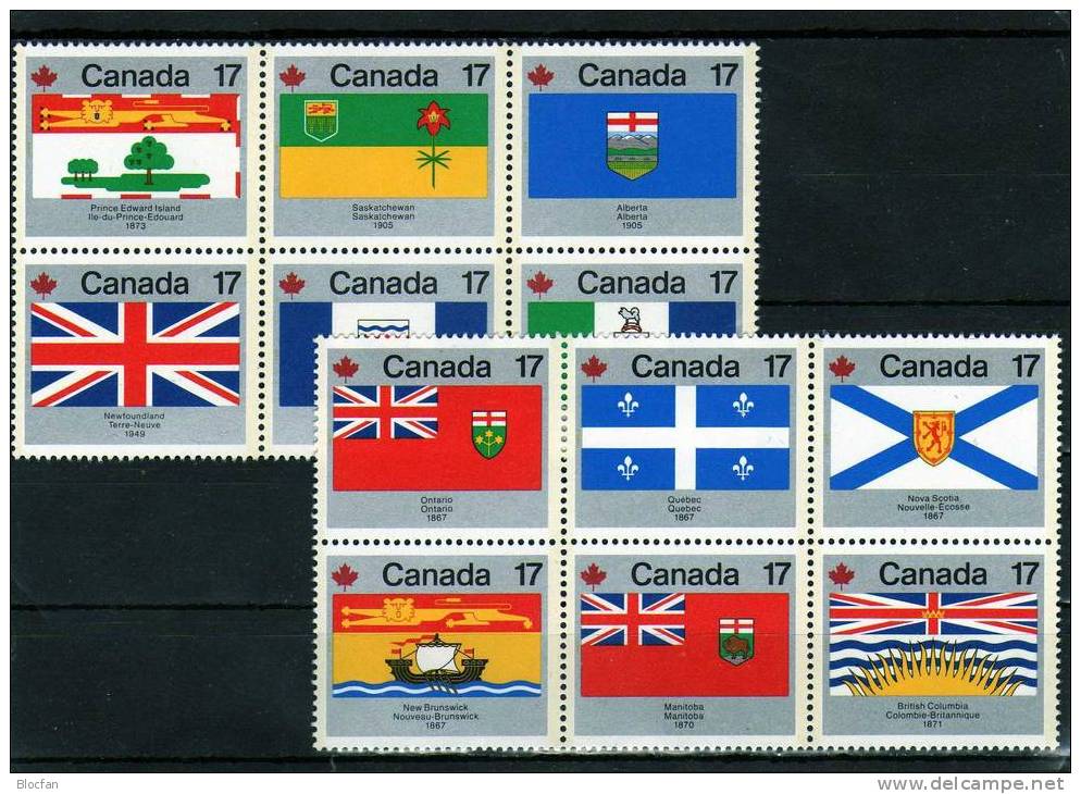 Flaggen Der Provinzen 1979 Im Typ II Kanada 731/42+12-KB ** 10€ Flagge Bloque Hb Hoja Bloc M/s Flag Sheetlet Bf CANADA - Neufs
