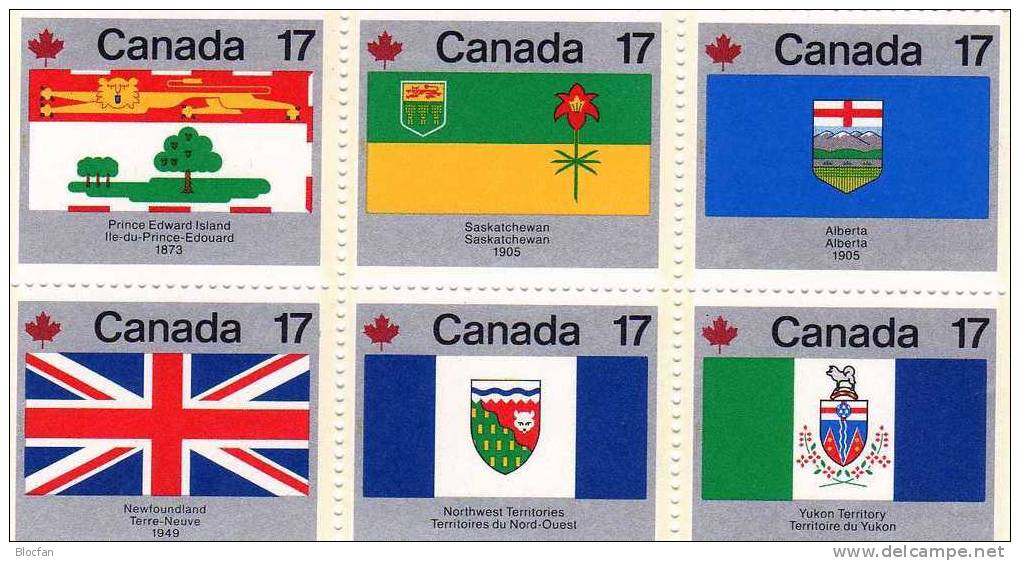 Flaggen Der Provinzen 1979 Im Typ II Kanada 731/42+12-KB ** 10€ Flagge Bloque Hb Hoja Bloc M/s Flag Sheetlet Bf CANADA - Neufs