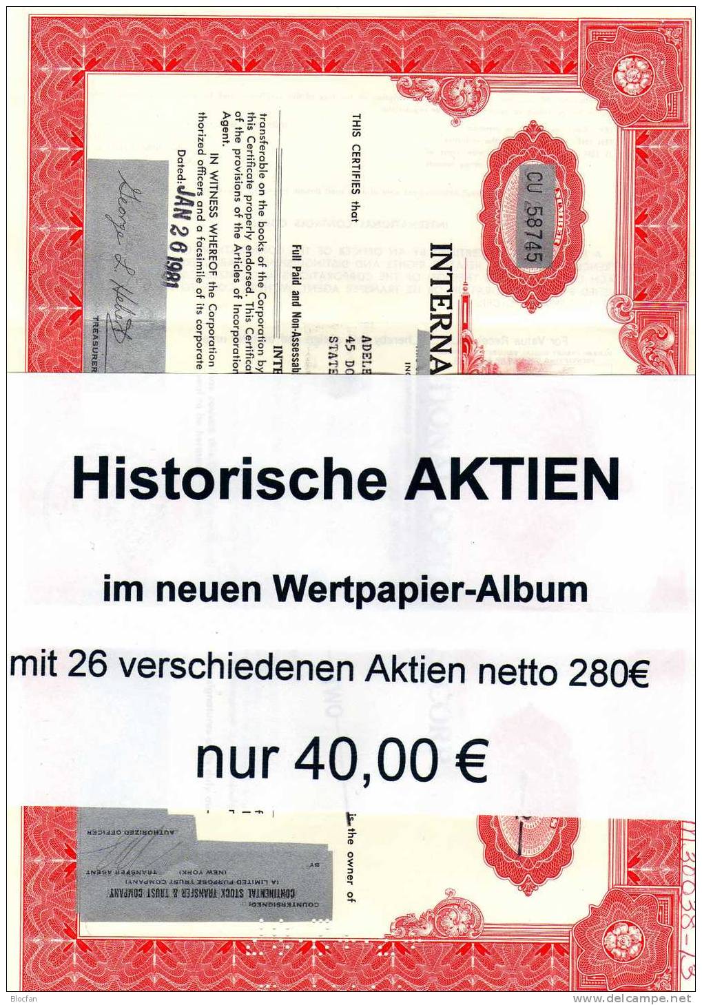 26 Historische Aktien Verschieden Im Neuen Wertpapier-Album Feinst 280€ - Other & Unclassified