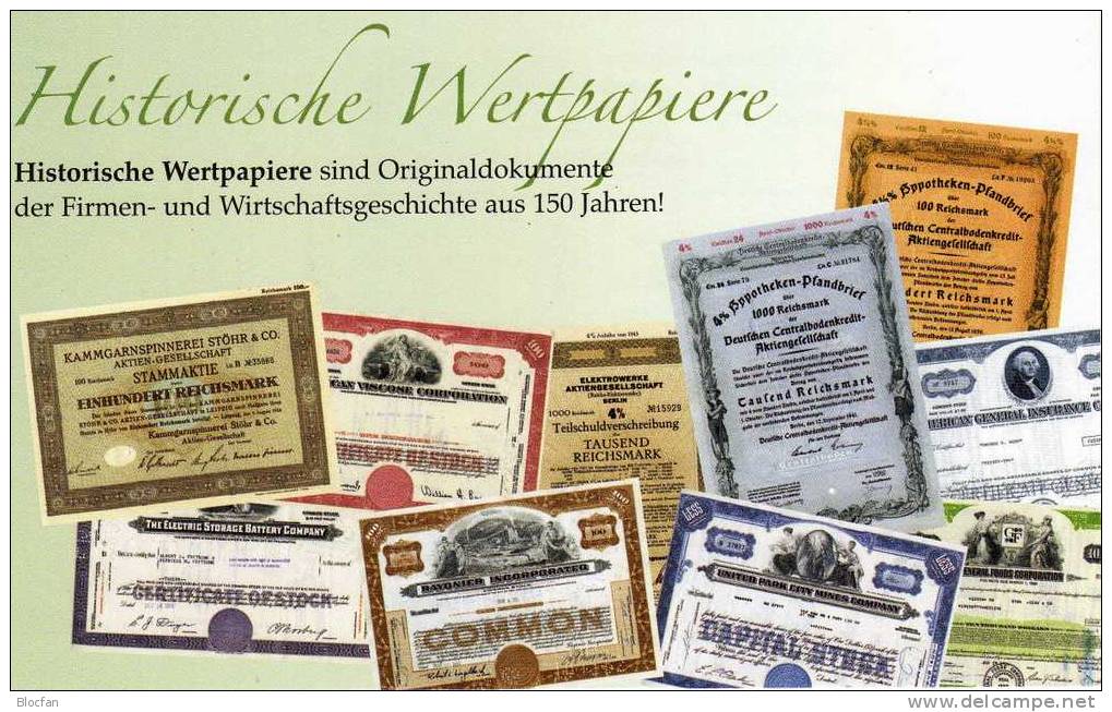 26 nur verschiedene historische Aktien im neuen Wertpapier-Album 280€ Suppes Wertpapierkatalog history industry US-actie