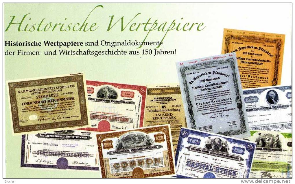 26 verschiedene historische Industrie-Aktien im neuen Wertpapier-Album 280€ book with history actien of the world