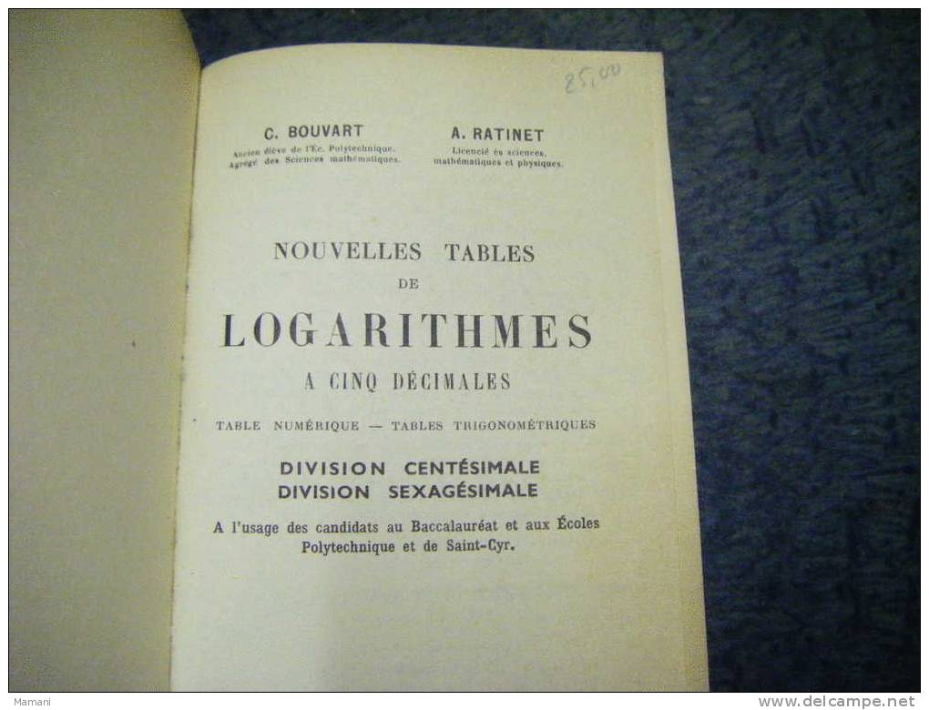 Nouvelles Tables De Logarithmes -bouvart Et Ratinet-hachette. - 18+ Years Old