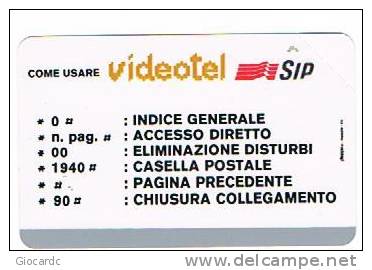 TELECOM ITALIA  (PERIODO SIP)  USI SPECIALI - CAT. C. & C. 4006 -  SERVIZIO VIDEOTEL  1988  - NUOVA - Usages Spéciaux