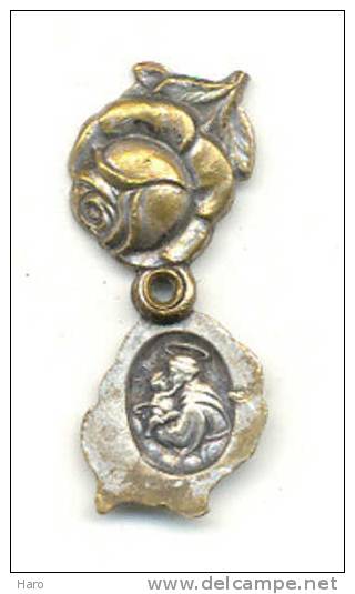 Médaille  En Forme De Rose Qui Ouverte Laisse Apparaître Deux Images Saintes -Religion - (gr) - Religion & Esotérisme