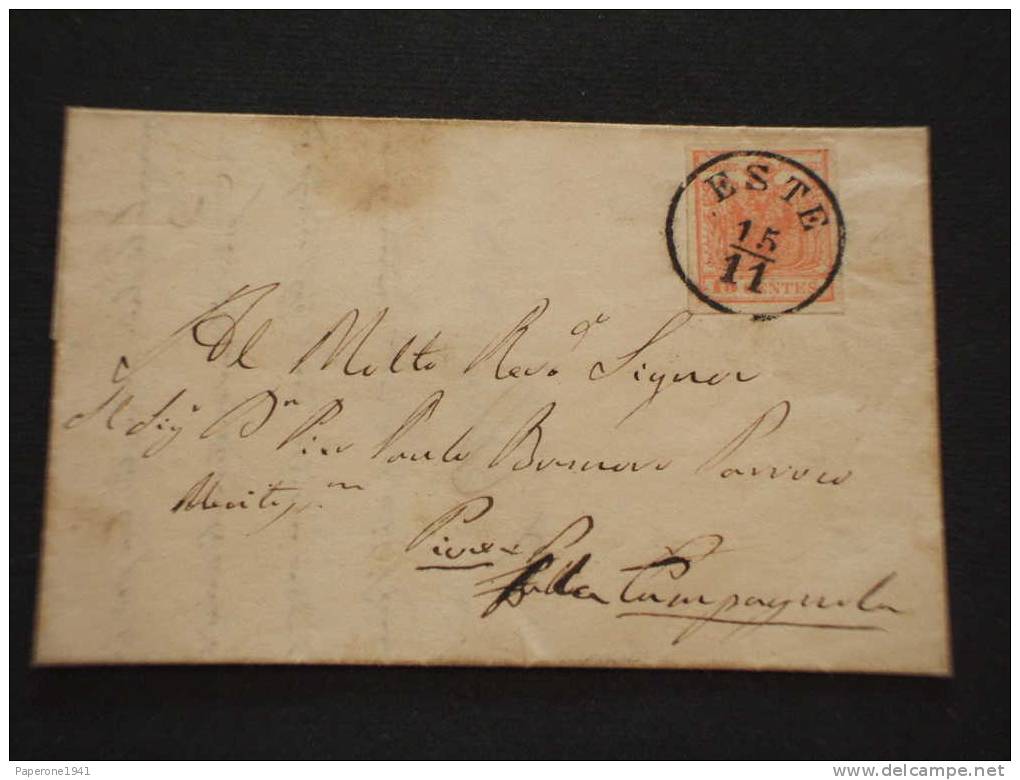 LOMBARDO VENETO-lettera-1850 STEMMA 15c. ANNULLO: ESTE - Lombardy-Venetia